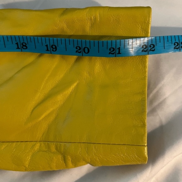 [M]Vintage  PLONGE Yellow Leather Cropped Women Jacket with Eyelet around Waist - Picture 13 of 13